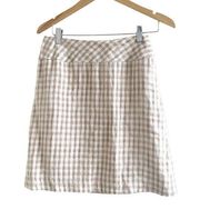 Vintage Anne Klein Petites Acadameia Checkered Plaid Mini Skirt 6 Linen Silk