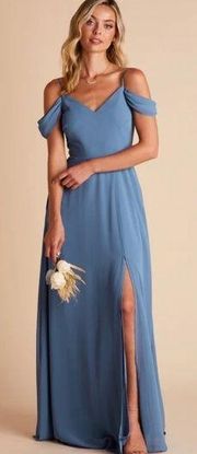 Birdy Grey Devin Convertible Chiffon Bridesmaid Dress in Twilight Blue Sz M NEW