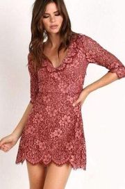 For Love & Lemons Pink Lace THEODORA MINI DRESS Sz. M