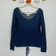 Cloth & Stone Boatneck Ombré Navy Blue Sweatshirt Size Small