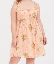 NWT  | Peach Floral Chiffon Ruffle Skater Dress | Size 1 (1X)