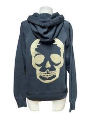 Zadig & Voltaire Clipper Skull Foil Sweatshirt Hoodie Black Gold Size Small