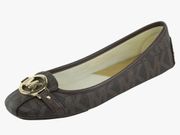 Michael Kors Women's Size 7M Fulton Moc Ballet Flats Brown Signature Logo Casual