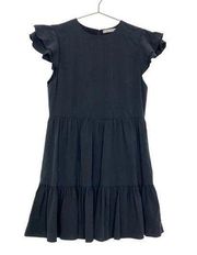 Alice & Olivia Charcoal Grey Black Tiered Babydoll Mini Dress