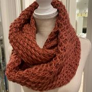 Peachy/Burnt orange colored crochet infinity scarf