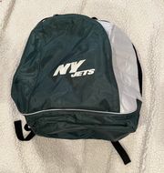 NYJETS green and white backpack lots of compartments great size med/large.