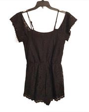 Black Knit Lace Romper/Suit Cover Up Size Small