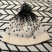 Spyder black and white Pom Pom beanie hat