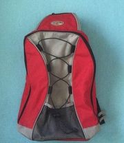 𝅺GAP sling bag red gray one main pocket, one mesh pocket with bungee cord area