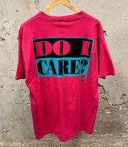 Vintage 90s Just Like Lucy Peanuts Do I Care? Pink Double Sided Graphic Tee XL