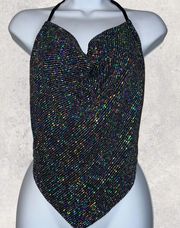 Glitter Backless Halter Top