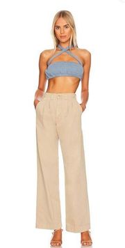 WeWoreWhat The Halter Bra Wide Rib Top in Storm Size Small