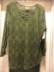 NoBo Pastel Green lace women’s blouse sz XL