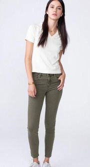 Unpublished Anthropologie Green Midrise Denim Straight Leg Jeans Cuffed Hem 28