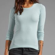 LAmade Minty Pale Blue Crew Neck Waffle Long Sleeve Top