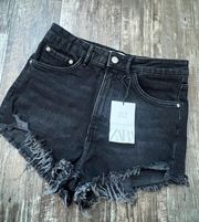 black denim shorts