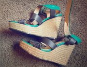 Colorblock Wedge Shoes Sandals Espadrilles Size 8.5 CK Unworn