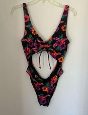 Victoria’s Secret PINK one piece cutout tropical print swimsuit M