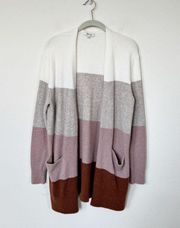 [Madewell] Ryder Stripe Cardigan Open Front Colorblock Sweater Pink Size Small S