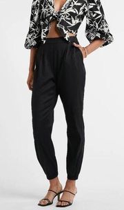 Express High Waisted Linen-Blend Pull-On Ankle Pant Black Size XL New wi…