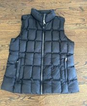 Gap Black Full Zip Lightweight Quilted Down Puffer Coat Vest Womens Size L Q0501