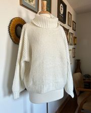 White Chunky Oversized Turtleneck Sweater 