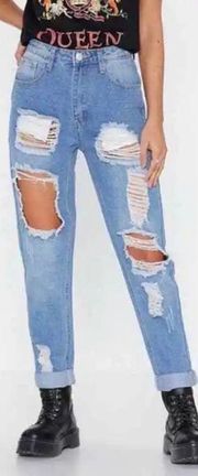 Girl Talk Distressed Mom Jeans