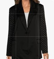 Danielle Bernstein Black Satiny Oversized Studded Blazer(Size Small)