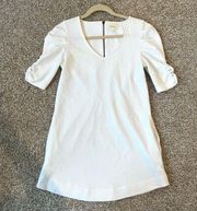 Anthropologie White Short Sleeve Dress Ruffle Sleeve V-Neck Size Medium