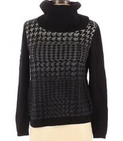 Lafayette 148 New York Wool Turtleneck Sweater with Gradient Houndstooth Print