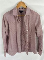 Lands End No Iron Supima Patterned Button Down Stripe Shirt Size 10P