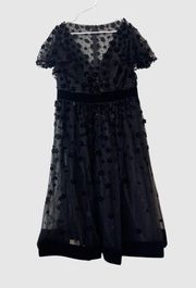 NEW Max Duggal Embellished Butterfly Sleeve Velvet Hem Midi Dress Black Size 14