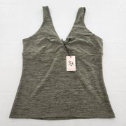 Sincerely Jules Womens Size Large Heathered Green Twist Front Active Tank Top