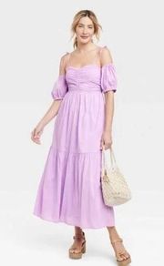 Universal Threads Universal Thread Lilac Maxi Dress Size XS Off Shoulder Tiered Pockets Pastel