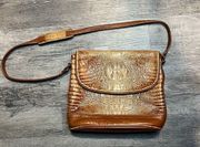 Vintage exotic alligator soft leather crossbody purse bag in style of Brahmin