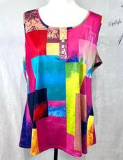Bright vibrant colors abstract print top size XL NWT