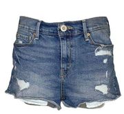 Denizen from Levi’s High Rise Cheeky Raw Hem Jean Shorts