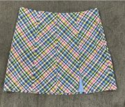 Urban Outfitters  Plaid Colorful Mini Skirt Size Medium NWOT Lined Slit in Front