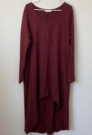 Bryn Walker Burgundy High Low Bamboo Organic Cotton Blend Dress Size: M