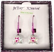 Betsey Johnson Ghost Glow in the Dark Dangle Earrings White Pink