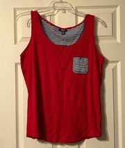 NWT Chaps Red Navy & White Tank Top 1X