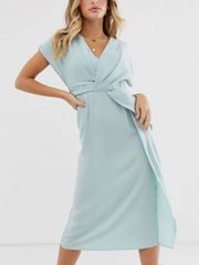 Women’s  Designs twist and draped front midi dress in blue size 12