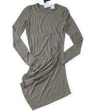 NWT T by Alexander Wang Stone Gray Modal Ruched Long Sleeve T-shirt Dress M