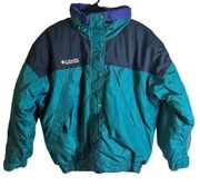 Columbia  Vintage Colorblock Bomber Ski Puffer Jacket Teal Blue Retro 90s Medium