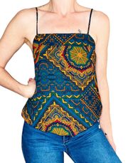 NWT  Women’s Teal Tribal Abstract Printed Tank Top