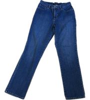 Lee Womens size 8, classic, fit, straight leg, five pocket bluejeans