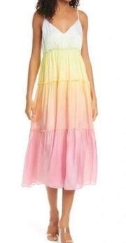 NWOT Cami NYC Adrienne Rainbow Tiered Silk Dress size small