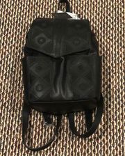 Black Embroidered Faux Leather  Backpack NWT