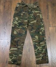 Topshop Paperbag High Waist Tie-Waist Camo Pants