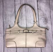 leather handbag cream color